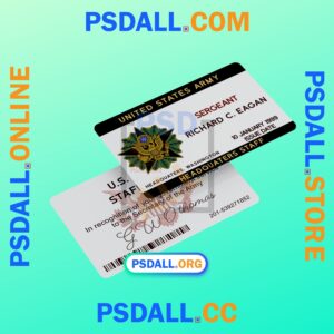 ARMY Staff Badge Certificate of service ID Card Vector Template psdall.org