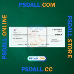 CitiBank Blank Check PSD Template psdall.org